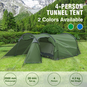 Tente tunnel de camping 4 personnes, ultralégère, imperméable, à double paroi, pour toutes les saisons, avec sac de transport - Product Image 4