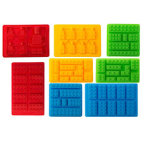 Juego de cubitos de hielo y bandeja para hornear de silicona Lego Brick de 8 piezas para helado casero y hornear herramientas perfectas para hacer helados