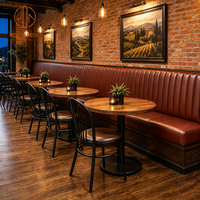 Meubles de restaurant Ron Group, table rectangulaire en bois, banquette en cuir à dossier haut, chaise en métal de luxe pour usage commercial
