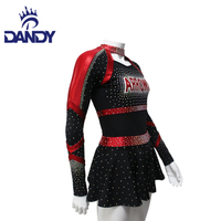 Haute qualité Cheerleading uniforme fantaisie école compétition hauts et noir brillant Cheer uniformes jupe lycéennes