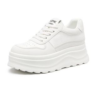 Zapatos de <span class=keywords><strong>mujer</strong></span> nuevos de primavera 2026, stock de Wenzhou, con suela gruesa, aumento de altura, puntera blanca, cordones delanteros, estilo chunky. - Product Image 5