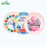 Assiettes jetables en papier enduites Sytai, robustes, multicolores, de 6 à 10 pouces, de qualité alimentaire, personnalisables pour anniversaire