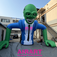 Figurine gonflable zombie LED, dessin animé vert gonflable pour Halloween à l'effigie d'un zombie pour la décoration