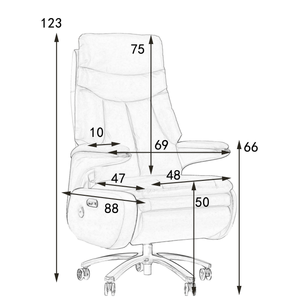 كرسي مكتب تنفيذي فاخر وعصري من الجلد بتصميم مريح وحجم كبير مع ظهر عالي وقاعدة من سبائك الألومنيوم قابلة للإمالة كهربائيًا - Product Image 5