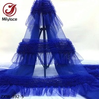 Robe de princesse en maille, Textile 3D plissé en gaze douce, Tulle froissé, tissu en filet de dentelle, pour filles, jupe à plusieurs niveaux
