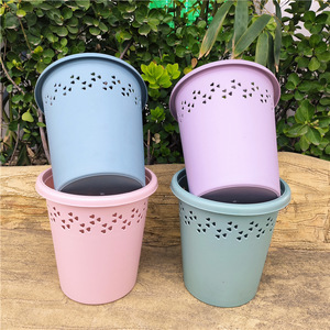 Cylindrical Perforated <b>Plastic</b> Wastebasket Mixed Color Indoor Storage <b>Bin</b> For Living Room Bedroom <b>Kitchen</b> Toilet - Product Image 1