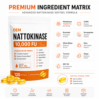 Nattokinase en gélules molles 10000 FU, marque blanche, enzyme systémique, fabrication GMP, supplément en vrac, vente en gros