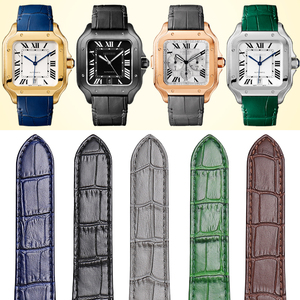 Pièces de montre : Bracelet de montre vintage en cuir pour montre Cartier <span class=keywords><strong>Santos</strong></span>, bracelet 100 pour hommes et femmes avec boucle déployante 20mm 23mm - Product Image 5
