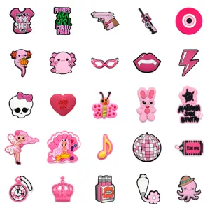 HYB Kuaji Custom Design Logo Pink Fashion Pvc Accessories Wholesale Bulk Shoes Decorations Charms Pink Pig Shoe Charm