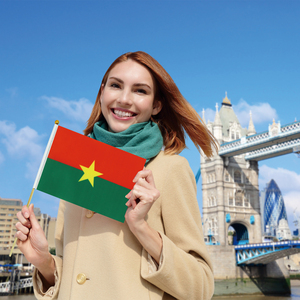 Venta al por mayor 14*21cm Burkina Faso mano ondeando banderín bandera HotSale <span class=keywords><strong>países</strong></span> globales con varilla <span class=keywords><strong>de</strong></span> madera - Product Image 3