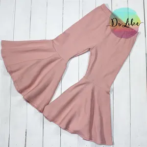 Ribbed Pakaian Katun Anak-anak Bayi Flare Butik Anak Legging Bell Bottom Celana Kualitas Tinggi