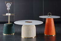 Table d'appoint circulaire en métal portable de style italien minimaliste moderne et luxueux pour le salon
