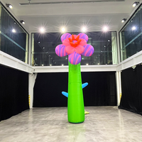 Fleur gonflable personnalisée avec tige de 4,4 m, éclairage LED, fleurs géantes violettes, roses, rouges, décoration gonflable pour parc, festival de musique