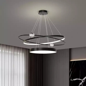 Plafonnier suspendu rétro, éclairage d'intérieur, or, noir - Product Image 2