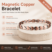 Bracelet magnétique en cuivre pur pour thérapie magnétique, motif croix vintage, vente en gros, personnalisable