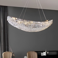 Lustre en cristal en forme de croissant, design artistique moderne et luxueux, luminaire suspendu pour salon, villa, lampe suspendue créative, décoration intérieure