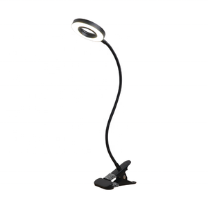 360-Grad-Drehung Schwanenhals-Klemmleuchte für Schreibtisch 3 Farbmodi 10 Helligkeitsstufen Einstellbare LED-Nachttischlampe - Product Image 1