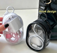 Sac de rangement pour câbles de données en PVC, durable, design tendance, logo personnalisé, transparent, portable, pour casque de voyage, petite taille, cadeau