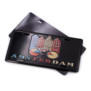 Aimants de réfrigérateur personnalisés en métal gaufré, étanches, avec numéros de plaques d'immatriculation des villes américaines et européennes - Product Image 1