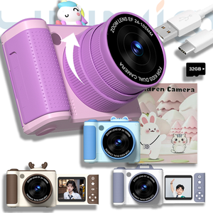 กล้อง Yuniq ขนาด 2.4 นิ้ว ความละเอียดภาพ 48MP วิดีโอ 1080P หน้าจอพลิกได้ ไฟเติมแสง 8 เท่า แบตเตอรี่ 600mAh ของขวัญสำหรับเด็ก S6 ของเล่นการ์ตูน กล้องสำหรับเด็ก - Product Image 1