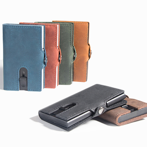 Casekey Mens Zipper Metal Pop up <b>Wallet</b> Rfid Protector Leather Credit Smart Card <b>Holder</b> for Men - Product Image 1