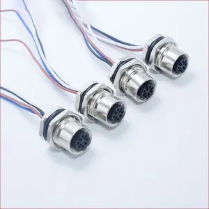 Hot Selling Threaded Waterproof Electric Cable Connectors Plug Silver Female Socket Rj45 Connector Cat6 8 Pin