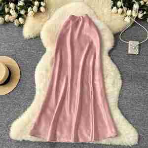 Jupe longue droite décontractée pour femme en satin de soie tissé 100% respirant, taille empire, antistatique et durable, collection été 2025 – Vente en gros - Product Image 4