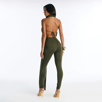 Combinaison moulante asymétrique sexy à col halter et dos nu pour femme – Idéale pour l'été
