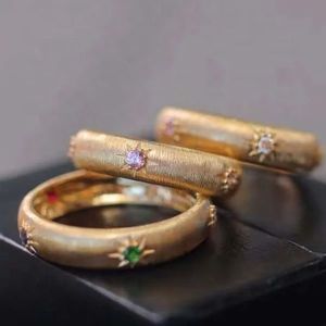 Bague de mariage Xinfly minimaliste haut de gamme en or véritable 18 carats avec diamants luxueux et pierres précieuses colorées - Product Image 3