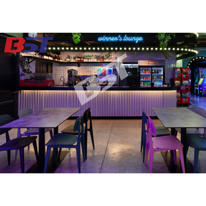 Mostrador de Recepción para Salón de Bolos, Mostrador de Superficie Sólida Negra con Barra LED - Product Image 5