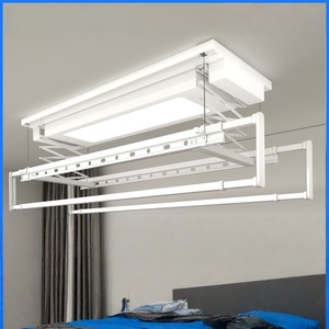 Ultra-slim height-adjustable remote-controlled electric clothes drying rack for home balconies equipped <b>with</b> four steel cables - Product Image 2