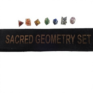 Set de Geometría Sagrada de 7 Piezas, Cristales de Piedras Preciosas Pulimentadas, Piedras Naturales, Caja de Arte Coleccionable, Bolsa de Terciopelo, Piedras Semipreciosas - Product Image 1
