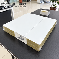Panneau sandwich en laine de roche avec bordure en PU, classe A, ignifuge, panneau isolé PPGI pour structure en acier, mur et toit d'usine, isolation thermique