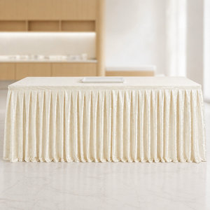 Jupe de table en velours épais de luxe, design ajusté, lavable, en velours froissé, pour l'hôtellerie haut de gamme - Product Image 1