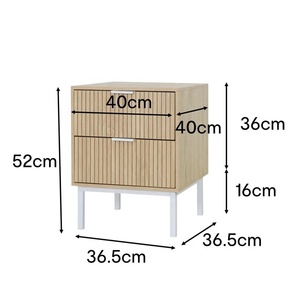 Hiện đại sồi Veneer Bàn Cạnh Giường ngủ bằng gỗ phòng ngủ đêm đứng đầu giường với 2 ngăn kéo - Product Image 6