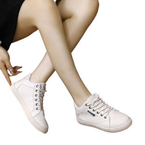 2024 nouveau blanc sport décontracté haut chaussures pour femmes à semelle épaisse en cuir véritable Fitness marche polyvalent papa chaussures - Product Image 1