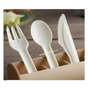 Ensemble de couverts en papier pour repas à emporter, fabriqué avec des fibres végétales compostables, pour les camions de nourriture, les cafés et les repas prêts à manger, en vrac - Product Image 6