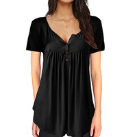Camiseta holgada de manga corta con botones para mujer, ropa para mujer, gran oferta, venta al por mayor, 2022