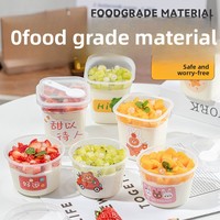 Gobelet à yaourt en plastique jetable double face avec couvercle pour le pouding au lait, la gelée et le dessert.