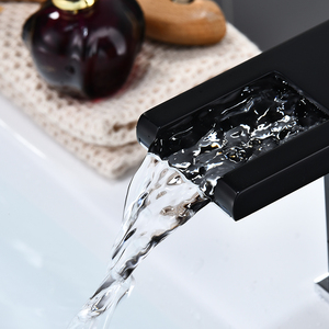 <span class=keywords><strong>Robinet</strong></span> de lavabo cascade pour salle de bain, mitigeur de lavabo, <span class=keywords><strong>robinet</strong></span> de toilette à poignée unique, couleur noire - Product Image 5