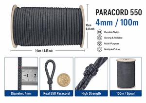 Cuerda de Paracaídas de Poliéster y Nailon Resistente, 7 Hilos, 325 Pies, Cuerda Trenzada para Tiendas de Campaña, Cuerda de Paracord de 4 mm, Cuerdas de Sujeción - Product Image 2