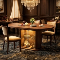 Table à manger ronde extensible et pliable en bois, style moderne minimaliste, avec rangement pour petits appartements, salon