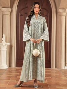 Robe longue traditionnelle de Dubaï pour femme, Abaya Eid, Jalabiya imprimée, <span class=keywords><strong>Caftan</strong></span> de prière Ramadan orné de diamants, Robe longue Vestidos Largos - Product Image 1