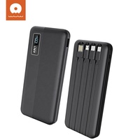 Batterie externe 10000mAh 22.5W 4-en-1 avec câble Micro Type-C & USB, affichage numérique LED, charge rapide, batterie Li-polymère