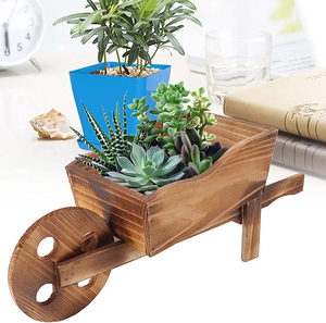 Dropshipping Finition émaillée Wagon en bois Brouette Jardinière Intérieur/Extérieur Décoration de plantes de <span class=keywords><strong>jardin</strong></span> pour la maison - Product Image 3