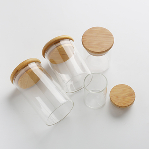 Lọ thủy tinh với kín nắp tre rõ ràng Borosilicate <span class=keywords><strong>Glass</strong></span> Jar container cho nhà bếp tổ chức giữ thực phẩm khô và tươi - Product Image 2