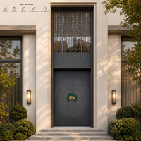 Porte d'entrée double de luxe moderne en aluminium moulé extra-haute pour villa et appartement, avec transom et texture radiale, haute sécurité