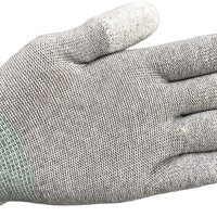Guantes Antiestáticos de Fibra de Carbono Gris de Calibre 13 para Cuarto Limpio, Sin Pelusas, con Punta de Dedo Recubierta de PU