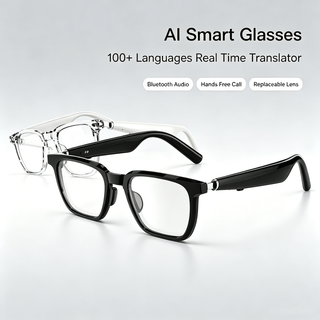 AI Smart Translation Glasses,Real-time 100+ Language Translator, Audio Sunglasses for Music & Call,Long-lasting Battery