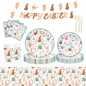 ชุดตกแต่งธีมปาร์ตี้อีสเตอร์ DAMAI ขายส่งจำนวนมาก ประกอบด้วยดอกไม้ กระต่าย ตะกร้าไข่ จานกระดาษ ผ้าปูโต๊ะ ชุดภาชนะใช้แล้วทิ้งสำหรับงานปาร์ตี้ - Product Image 1